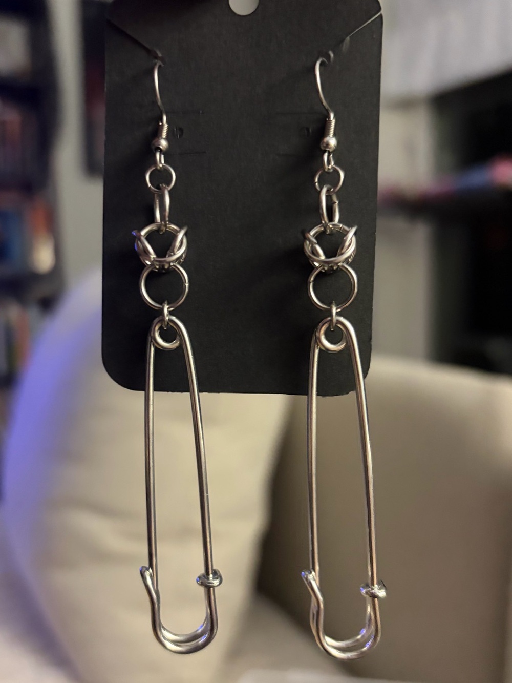 Handmade Safety Pin Chainmail Earrings